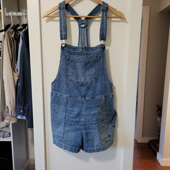 Baggy Overall Shorts with Embroidery - Picture 5 of 7